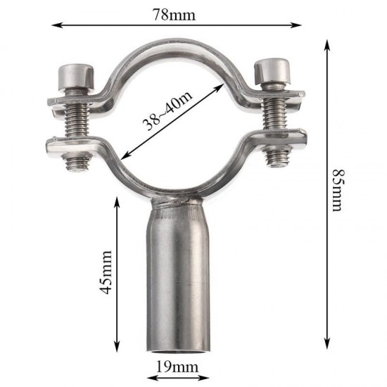 38mm Sanitary Pipe Hanger 304 Stainless Steel Double Bolt Pipe Holder Clamp