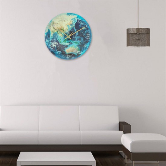 3D Night Glow Luminous Earth Continents Wall Clock Silent Home Wall Decoration
