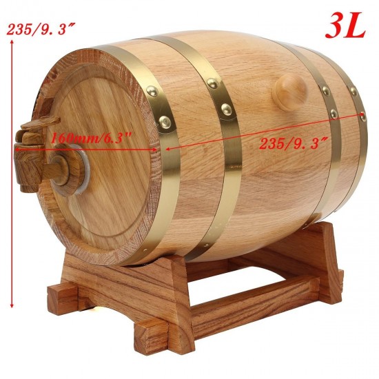 3L Wooden Barrel with Spigot for Whisky Wine Liquor Homebrew 3L Wooden Barrel with Spigot for Whisky Wine Liquor Homebrew