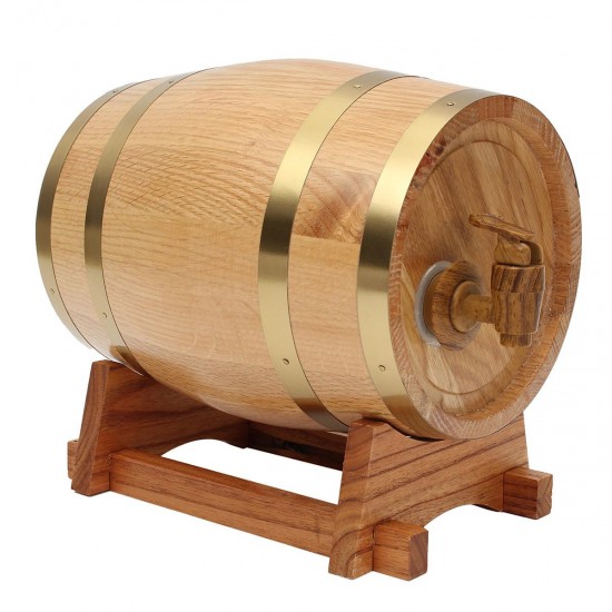 3L Wooden Barrel with Spigot for Whisky Wine Liquor Homebrew