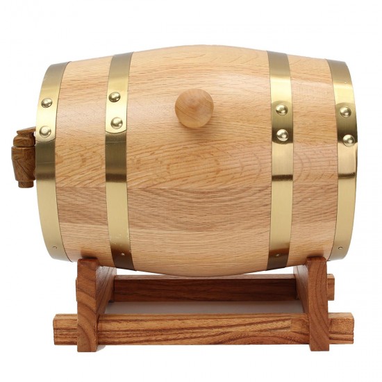 3L Wooden Barrel with Spigot for Whisky Wine Liquor Homebrew