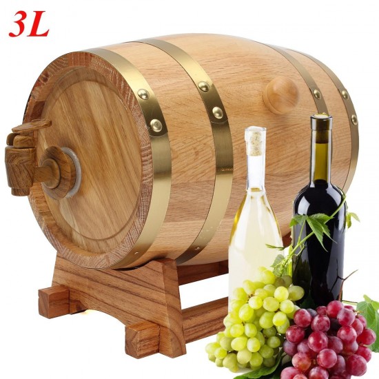 3L Wooden Barrel with Spigot for Whisky Wine Liquor Homebrew 3L Wooden Barrel with Spigot for Whisky Wine Liquor Homebrew