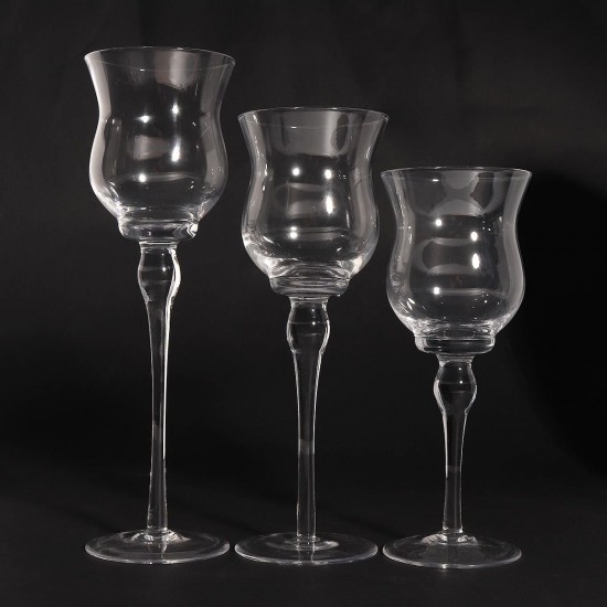 3Pcs Clear Candle Lantern Glass Cup Holder Long Stem Stand Wedding Party Home Decor 3Pcs Clear Candle Lantern Glass Cup Holder Long Stem Stand Wedding Party Home Decor