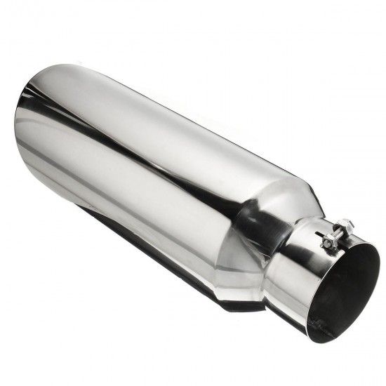 4'' Inlet 6'' Outlet Stainless Tail Exhaust Tip Muffler Pipe Bolt-On 18'' Long Exhaust Tip