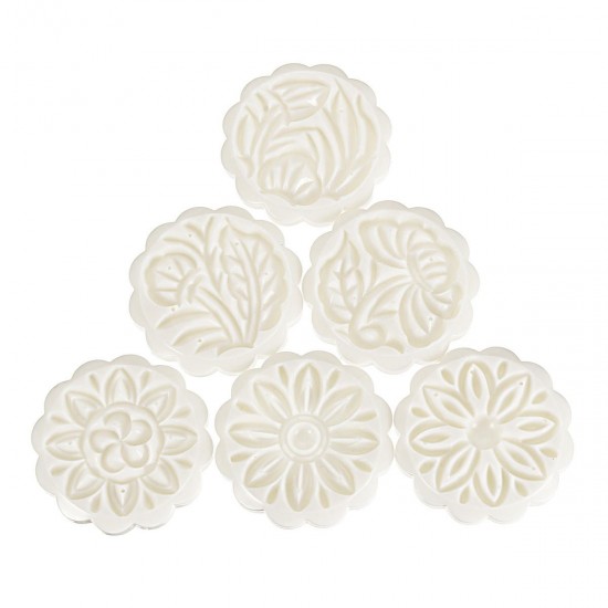 4 Sets Mooncake Pastry Press Mold 100g 50g DIY Flower Pattern Mould Decor w/ 20 Stamps Round Square