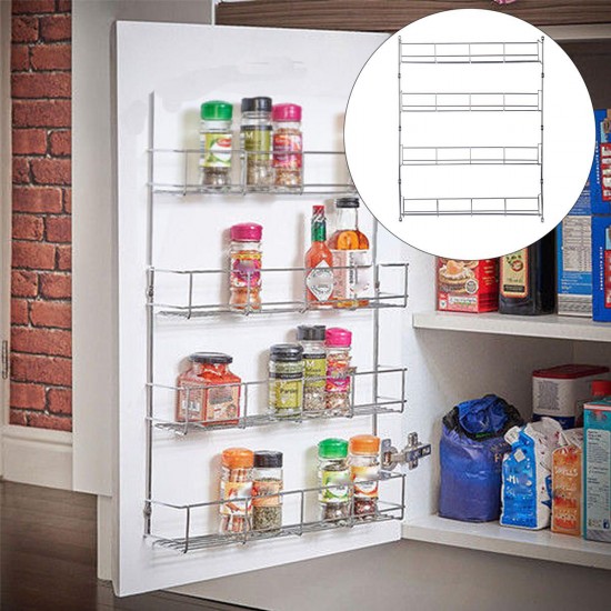 4 Tiers Kitchen Spice Jar Rack Cabinet Organizer Wall Mount Storage Shelf Bracket Holder