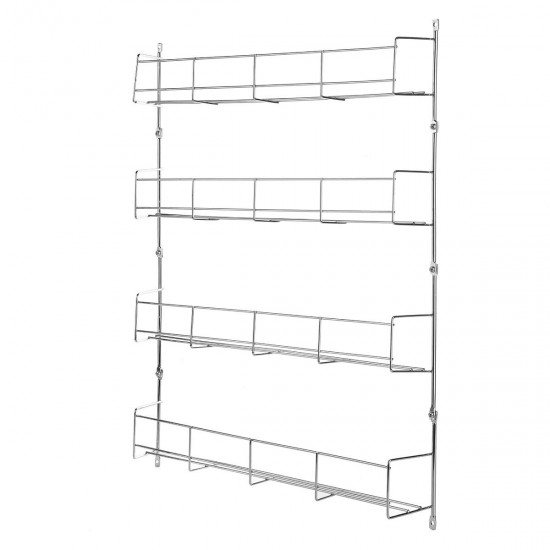 4 Tiers Kitchen Spice Jar Rack Cabinet Organizer Wall Mount Storage Shelf Bracket Holder