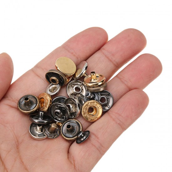 40/100 Set Rivets DIY Leather Craft Fasteners Buttons Copper Press Studs Silver Bronze Rivets With Tools