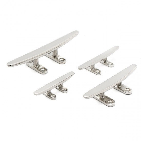 4/5/6/8 Inch 316 Stainless Steel 4 Hole Low Flat Cleat For Deck Rope Tie Decorative Hardware 4/5/6/8 Inch 316 Stainless Steel 4 Hole Low Flat Cleat For Deck Rope Tie Decorative Hardware