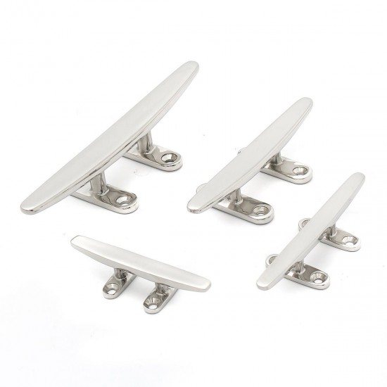 4/5/6/8 Inch 316 Stainless Steel 4 Hole Low Flat Cleat For Deck Rope Tie Decorative Hardware 4/5/6/8 Inch 316 Stainless Steel 4 Hole Low Flat Cleat For Deck Rope Tie Decorative Hardware