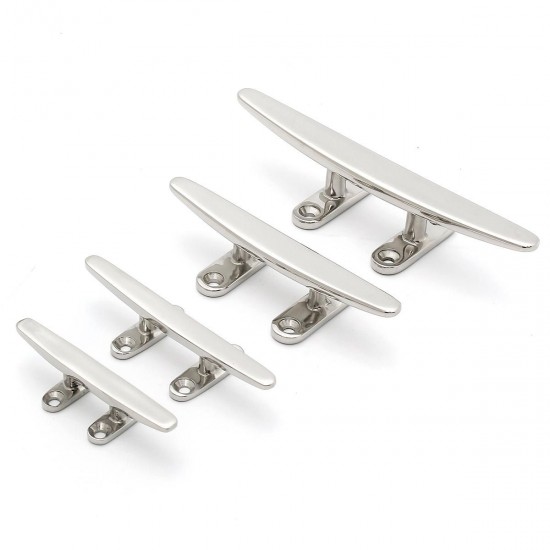 4/5/6/8 Inch 316 Stainless Steel 4 Hole Low Flat Cleat For Deck Rope Tie Decorative Hardware 4/5/6/8 Inch 316 Stainless Steel 4 Hole Low Flat Cleat For Deck Rope Tie Decorative Hardware