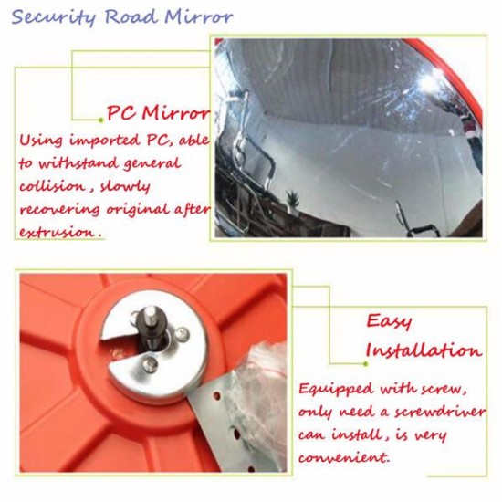 45cm Wide Angle Security Curved Convex Road PC Mirror Traffic Driveway Safety 45cm Wide Angle Security Curved Convex Road PC Mirror Traffic Driveway Safety