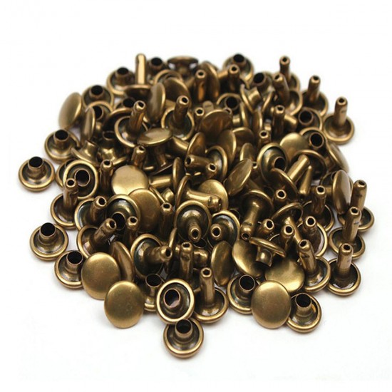 480 Pcs/Lot DIY Leather Craft Snap Fasteners Buttons Copper Antique Brass Double Cap Sewing Rivet Punk Bag