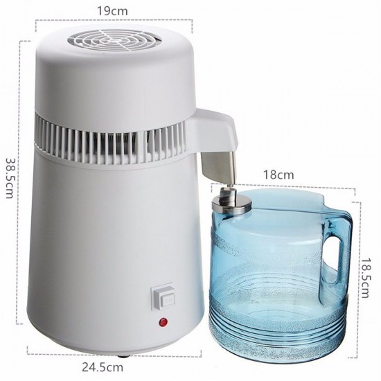 4L 750W Water Distiller Pure Purifier Filter 110/220V 304 Stainless Steel Filter