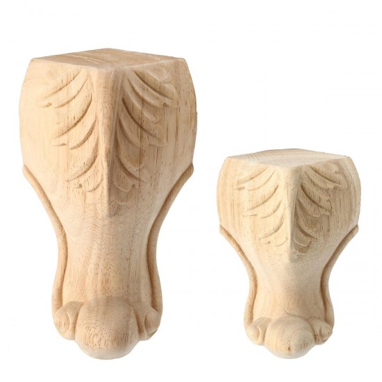 4Pcs 10/15cm European Solid Wood Applique Carving Furniture Foot Legs Unpainted Cabinet Feets Decal