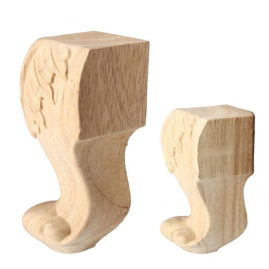 4Pcs 10/15cm European Solid Wood Applique Carving Furniture Foot Legs Unpainted Cabinet Feets Decal