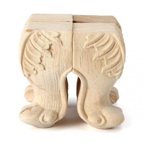 4Pcs 10/15cm European Solid Wood Applique Carving Furniture Foot Legs Unpainted Cabinet Feets Decal