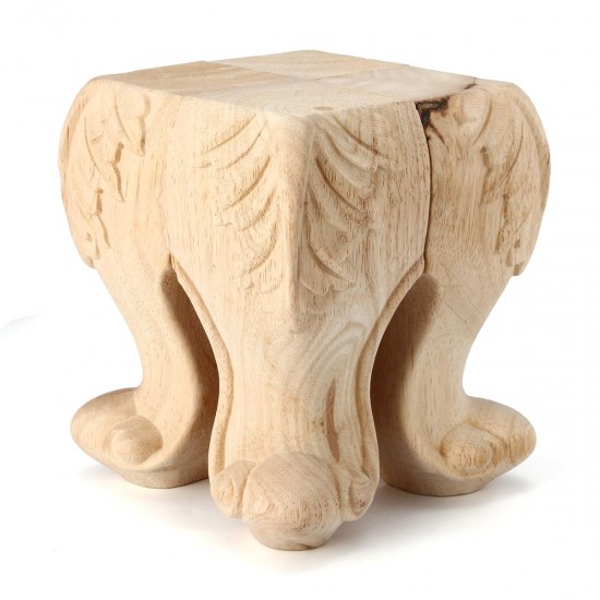 4Pcs 10/15cm European Solid Wood Applique Carving Furniture Foot Legs Unpainted Cabinet Feets Decal