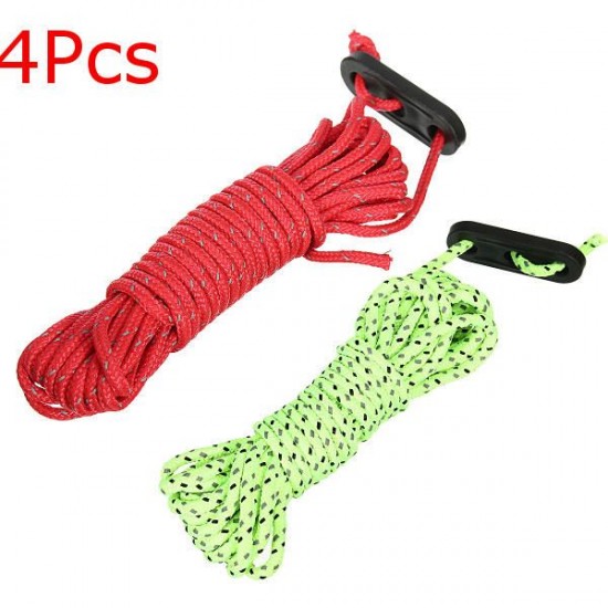 4Pcs 4M Reflective Cord Line Rope for Camping Awning Tent Tarp Paracord