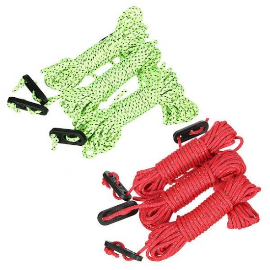 4Pcs 4M Reflective Cord Line Rope for Camping Awning Tent Tarp Paracord