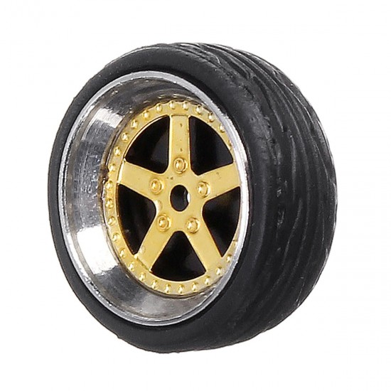 4Pcs Wheels Alloy Rubber Tire Axle Brake Disc for 1:64 Hot Wheel Tomy Car Model