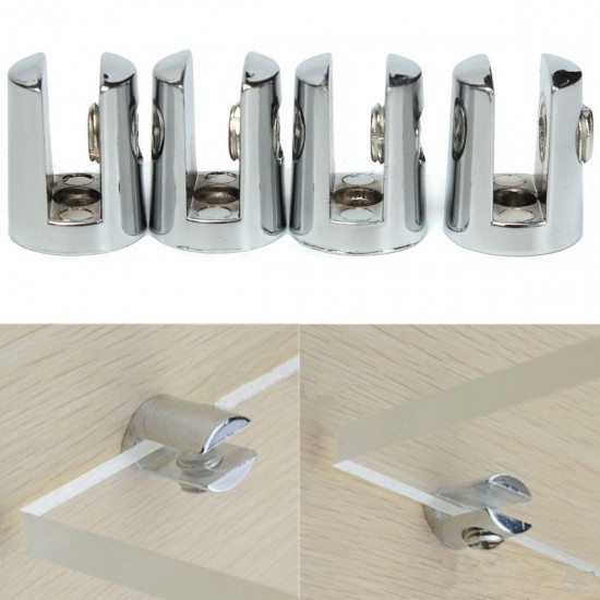 4Pcs Zinc Alloy Round Shelves Support Brackets Clamps 4-6mm Glass Wooden