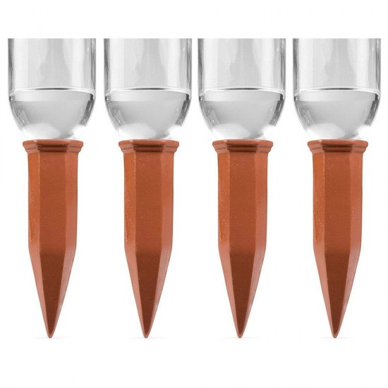 4Pcs/Set Modern Terracotta Clay Plant Watering Stakes Automatic Watering Spikes Long Neck Bottle Watering Device Drip Irrigation for Home Vacation 4Pcs/Set Modern Terracotta Clay Plant Watering Stakes Automatic Watering Spikes Long Neck Bottle Watering Device Drip Irrigation for Home Vacation