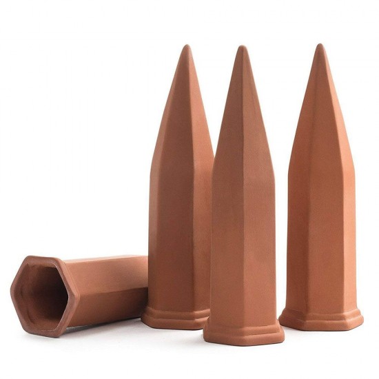 4Pcs/Set Modern Terracotta Clay Plant Watering Stakes Automatic Watering Spikes Long Neck Bottle Watering Device Drip Irrigation for Home Vacation 4Pcs/Set Modern Terracotta Clay Plant Watering Stakes Automatic Watering Spikes Long Neck Bottle Watering Device Drip Irrigation for Home Vacation