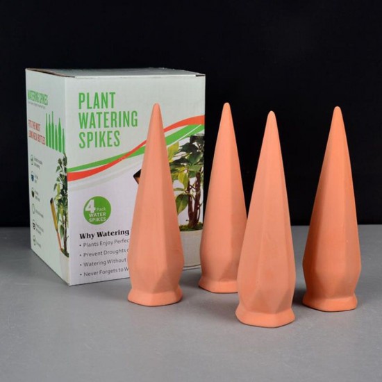 4Pcs/Set Modern Terracotta Clay Plant Watering Stakes Automatic Watering Spikes Long Neck Bottle Watering Device Drip Irrigation for Home Vacation 4Pcs/Set Modern Terracotta Clay Plant Watering Stakes Automatic Watering Spikes Long Neck Bottle Watering Device Drip Irrigation for Home Vacation