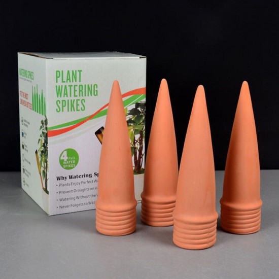 4Pcs/Set Modern Terracotta Clay Plant Watering Stakes Automatic Watering Spikes Long Neck Bottle Watering Device Drip Irrigation for Home Vacation 4Pcs/Set Modern Terracotta Clay Plant Watering Stakes Automatic Watering Spikes Long Neck Bottle Watering Device Drip Irrigation for Home Vacation