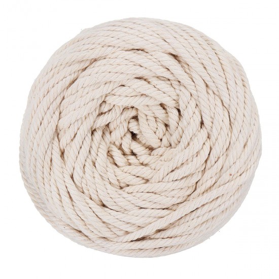 4mmx100m Natural Beige Cotton Twisted Cord Rope DIY Craft Macrame Woven String Braided Wire