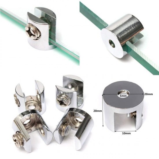 4pcs Zinc Alloy Small Glass Shelf Strong Support Clamps Brackets 6-8mm 4pcs Zinc Alloy Small Glass Shelf Strong Support Clamps Brackets 6-8mm