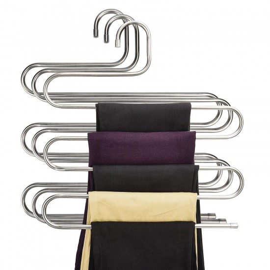 5 Layers Pants Hanger Trousers Towels Hanging Cloth Clothing Rack Space Saver 5 Layers Pants Hanger Trousers Towels Hanging Cloth Clothing Rack Space Saver