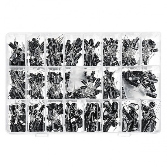 500PCS Electrolytic Capacitor Assortment Box Kit 0.1UF-1000UF 16V-50V 24 Values 500PCS Electrolytic Capacitor Assortment Box Kit 0.1UF-1000UF 16V-50V 24 Values