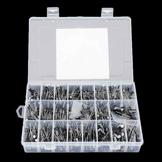 500PCS Electrolytic Capacitor Assortment Box Kit 0.1UF-1000UF 16V-50V 24 Values 500PCS Electrolytic Capacitor Assortment Box Kit 0.1UF-1000UF 16V-50V 24 Values