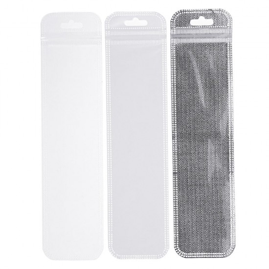 50Pcs 5.5×22cm Plastic Zipper Lock Bag Ballpoint Ben Self-sealing Stationery Makeup Brush Packaging