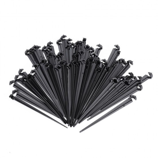 50Pcs Irrigation Drip Support Stakes 1/4 Inch Tubing Hose Holder for Vegetable Gardens or Flower Beds Water Flow Drip Irrigation System