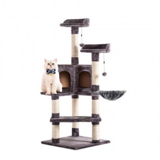 51'' Cat Tree Scratcher Cardboard Play House Condo Furniture Bed Post Pet Tower Toys
