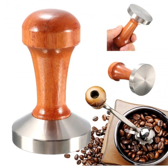 53mm Stainless Steel Cafe Coffee Tamper Bean Press for Espresso Flat Base Wooden Handle 53mm Stainless Steel Cafe Coffee Tamper Bean Press for Espresso Flat Base Wooden Handle