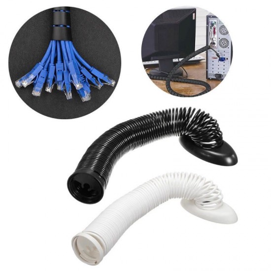 5.5cm Spiral Tube Flexible Wire Wrap Home Desktop PC Manage Cable Cord Organizer