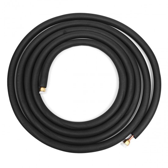 5M 16.5ft Split Line Extension 1/4'' 3/8'' Flared Insulated Air Conditioner Black Brass Tube