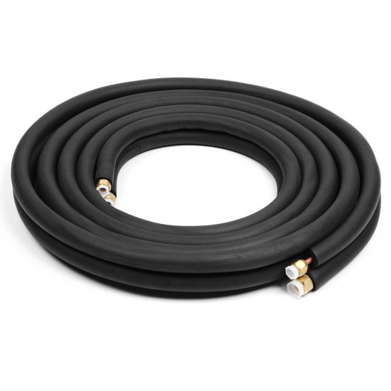 5M 16.5ft Split Line Extension 1/4'' 3/8'' Flared Insulated Air Conditioner Black Brass Tube