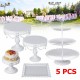 5PCS Cake Stand Set for Wedding Decorations White Table Kit Decorating Party Suppliers for Fondant Dessert Metal Cupcake Stand