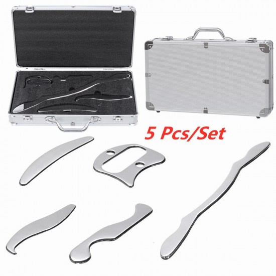 5PCS Gua Sha Massager Accessories Kit Stainless Steel Medical Grade Scrapping MyoFascial