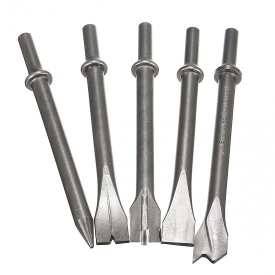 5Pcs 7 Inch Extra Long 10mm Air Hammer Punch Chipping Chisel Bit Round Bar Set Tools Kit