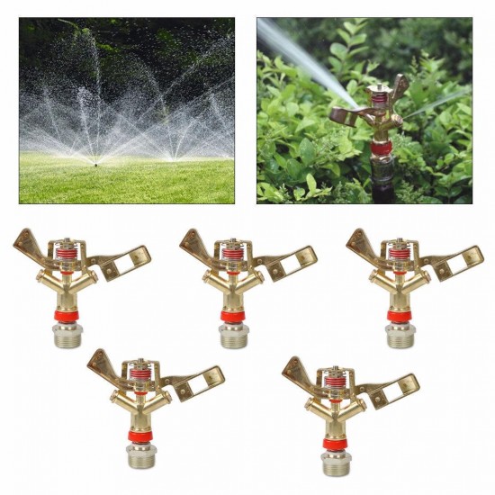 5pcs 3/4'' Irrigation Water Impact Lawn Sprinkler 360 Rotate Grass Sprayer Garden Lawn