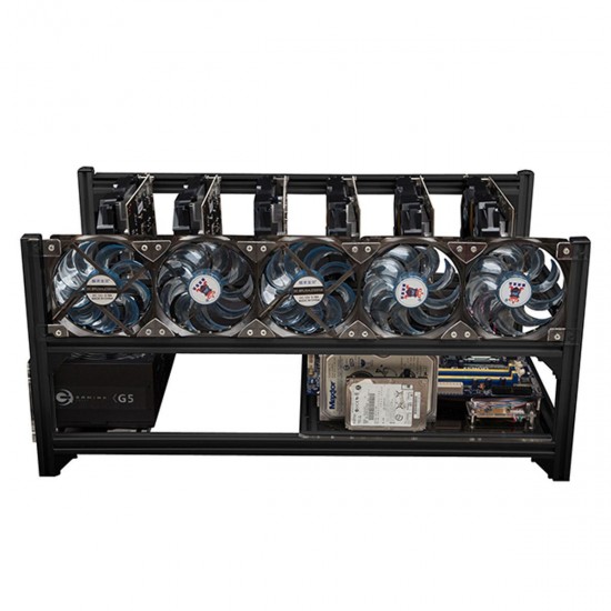 6 GPU Stackable Aluminum Open Air Miner Mining Case ETH Ethereum Frame Rig With 5 Fans For Bitcoin 6 GPU Stackable Aluminum Open Air Miner Mining Case ETH Ethereum Frame Rig With 5 Fans For Bitcoin