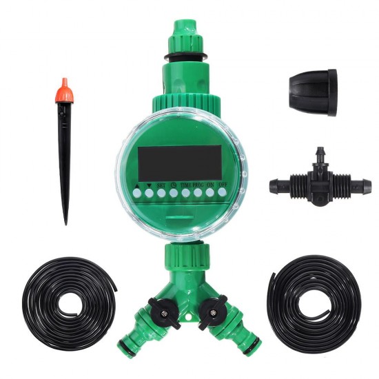 69Pcs/Set 20M Hose Water Controller Timer LCD Display Adjustable Drippers DIY Micro Drip Misting Irrigation System Automatic Garden Watering Kits