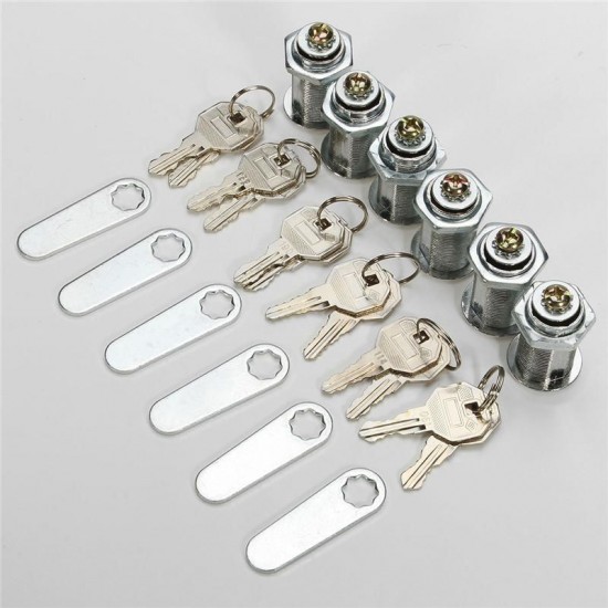 6Pcs Zinc Alloy Cam Lock Storage Cabinet Lock Keys for Drawer Door Tool