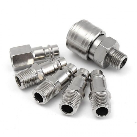 6pcs 1/4inch Male/Female BSP Adapter Compressed Air Quick Coupling Hose 6pcs 1/4inch Male/Female BSP Adapter Compressed Air Quick Coupling Hose